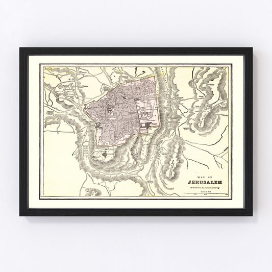 Vintage Map of Jerusalem, Israel 1901