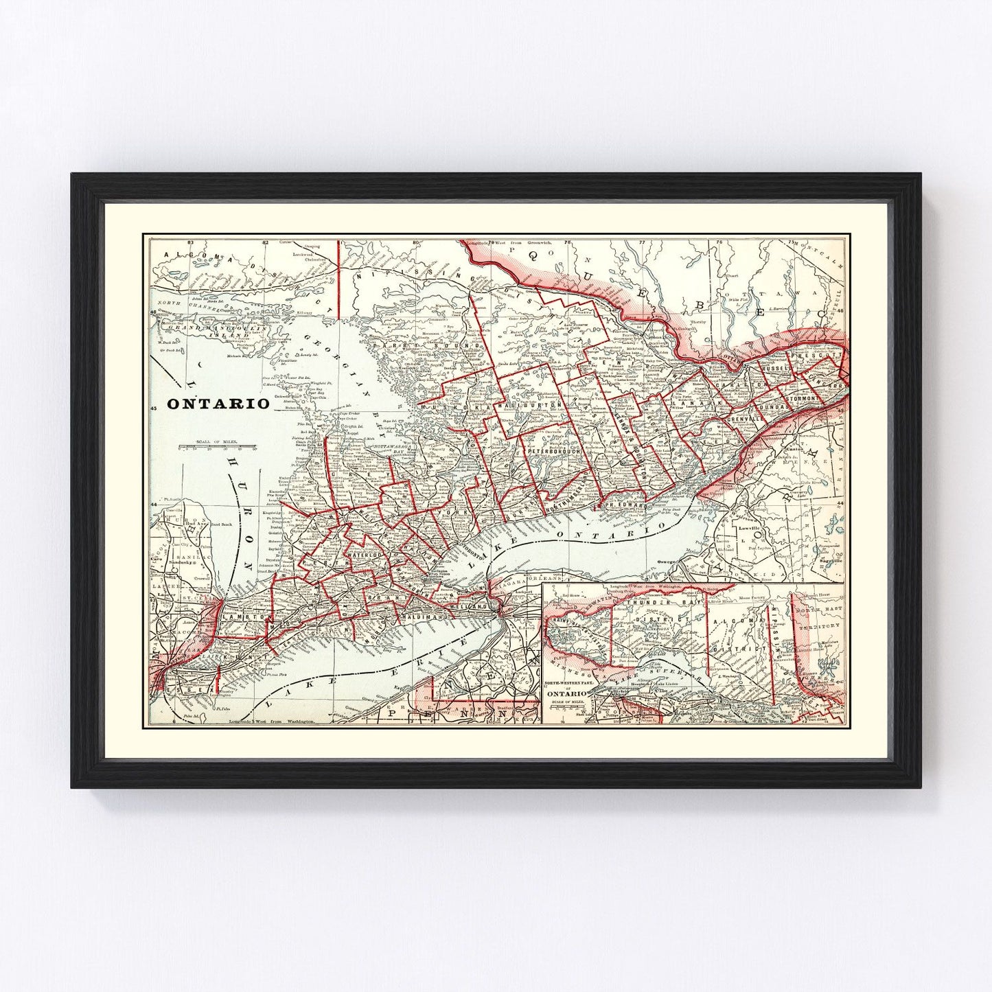 Vintage Map of Ontario, Canada 1893