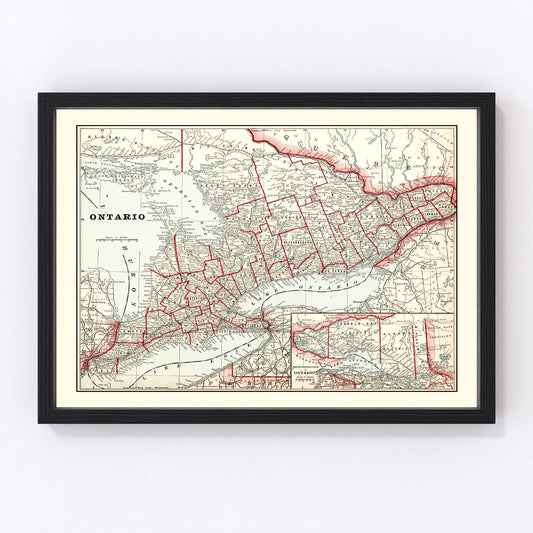 Vintage Map of Ontario, Canada 1893