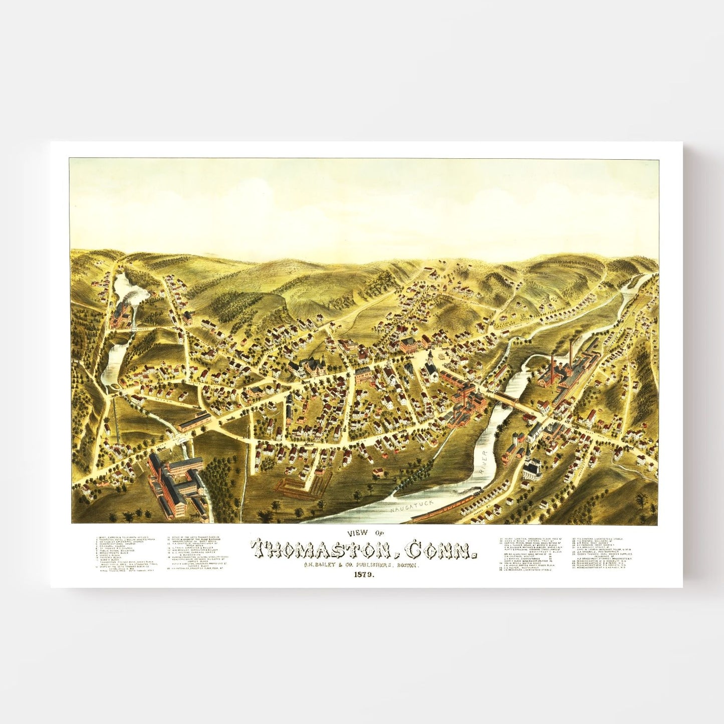 Vintage Map of Thomaston, Connecticut 1879