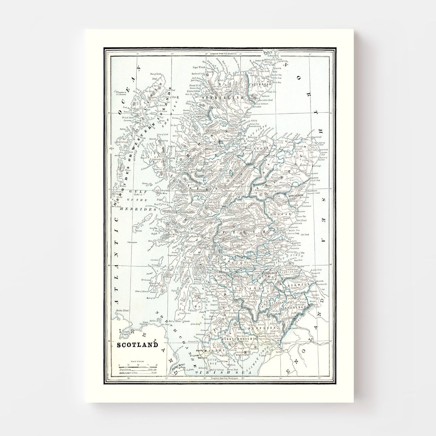 Vintage Map of Scotland 1893