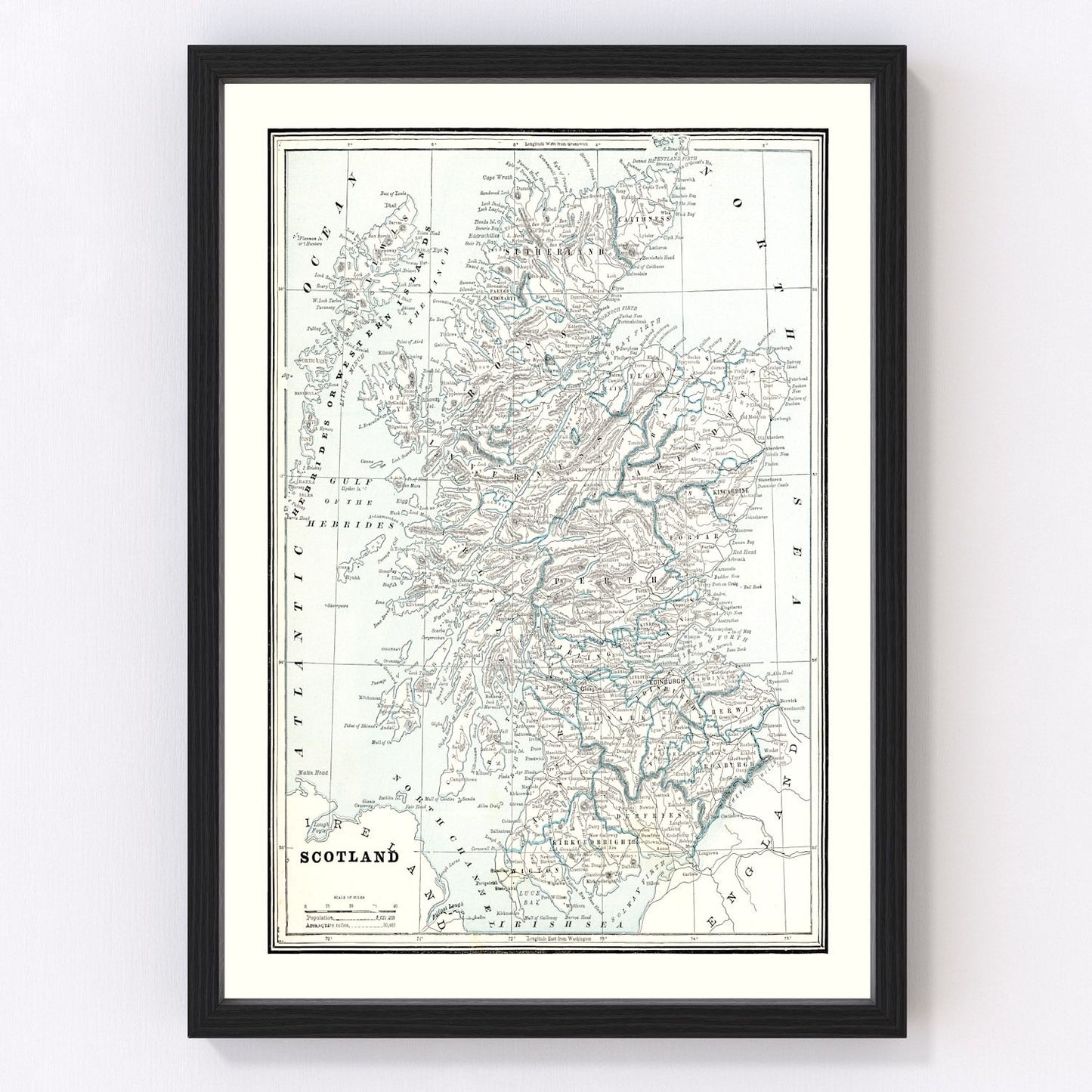 Vintage Map of Scotland 1893