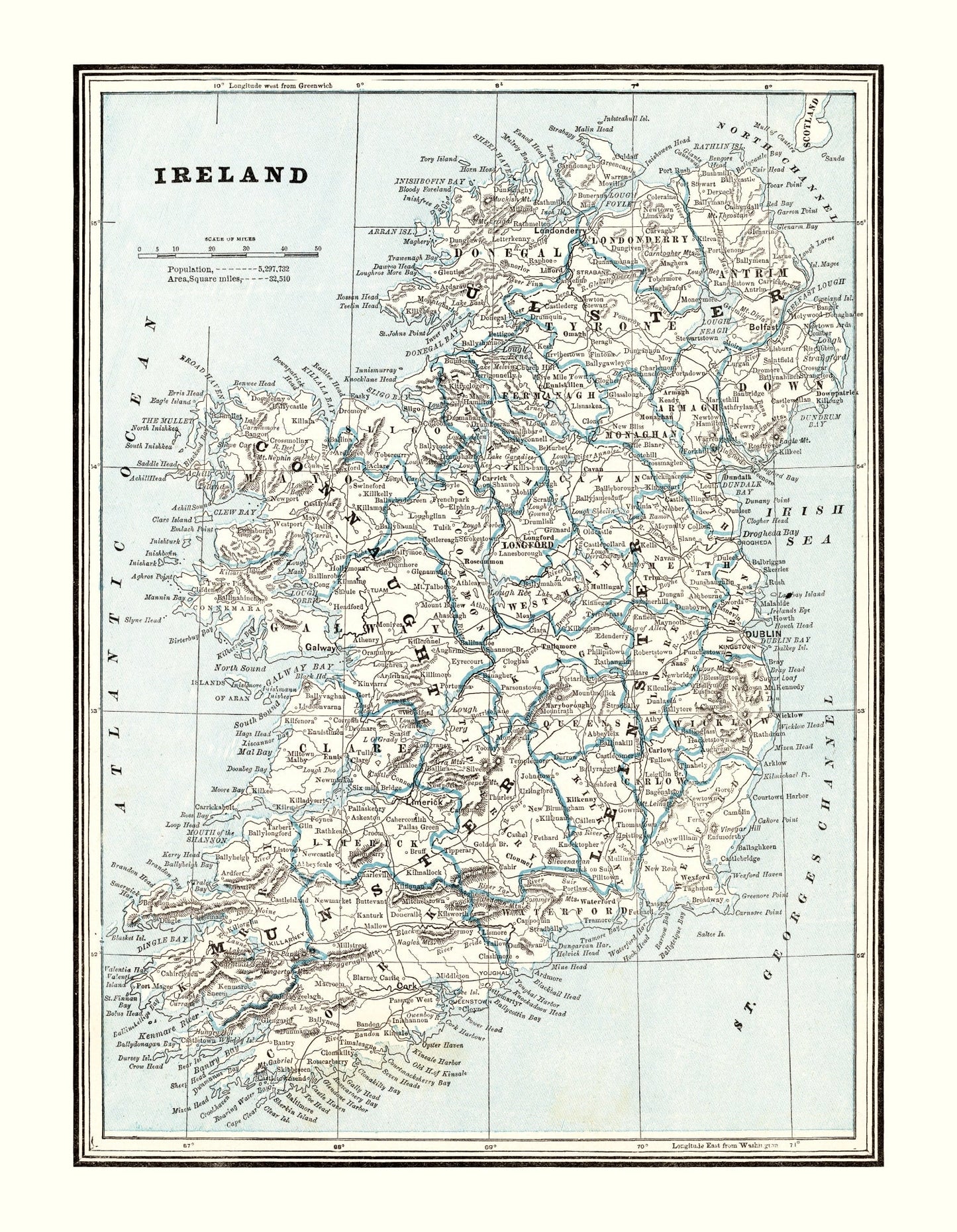 Vintage Map of Ireland 1893