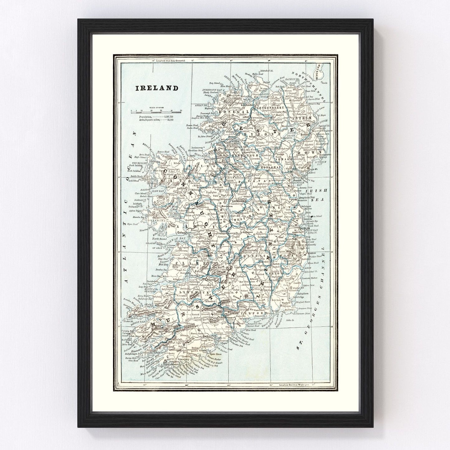 Vintage Map of Ireland 1893