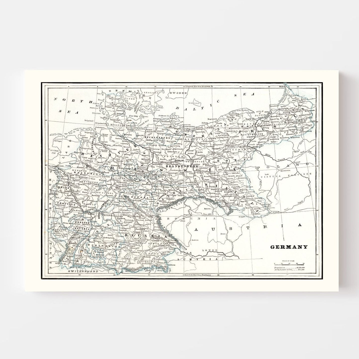 Vintage Map of Germany 1893