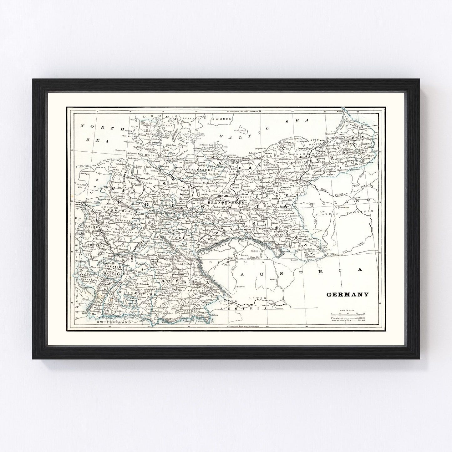 Vintage Map of Germany 1893