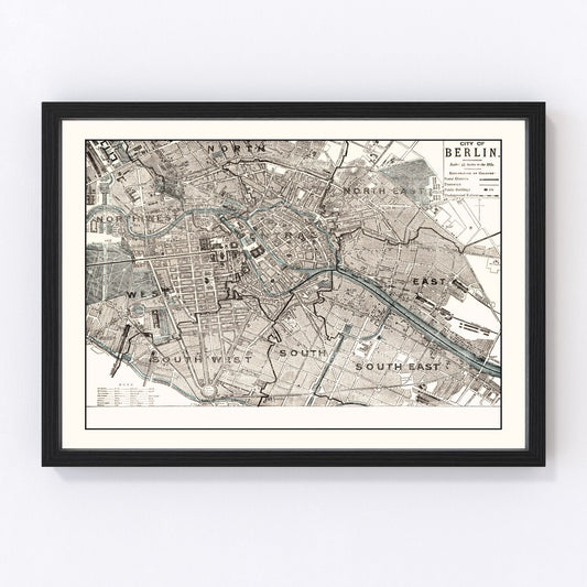 Vintage Map of Berlin, Germany 1893