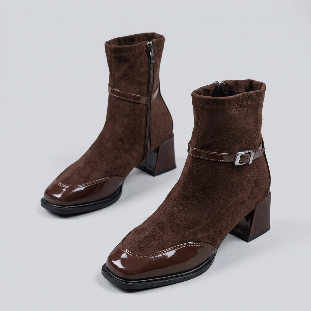 Women's Square-Toe Block-Heel Side-Zip Ankle Boots