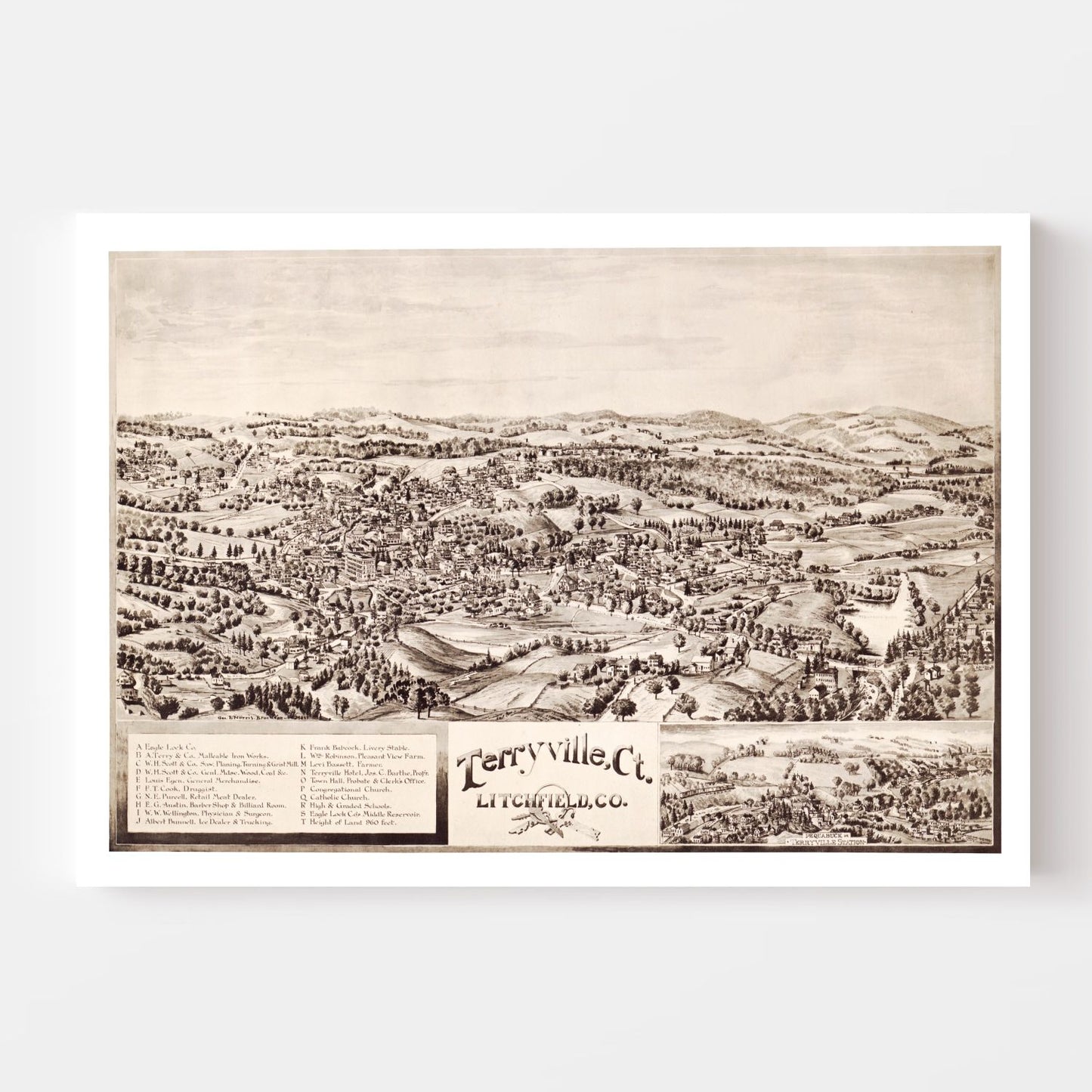 Vintage Map of Terryville, Connecticut 1894