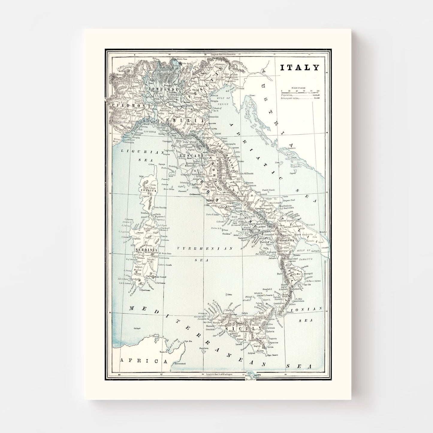 Vintage Map of Italy 1893