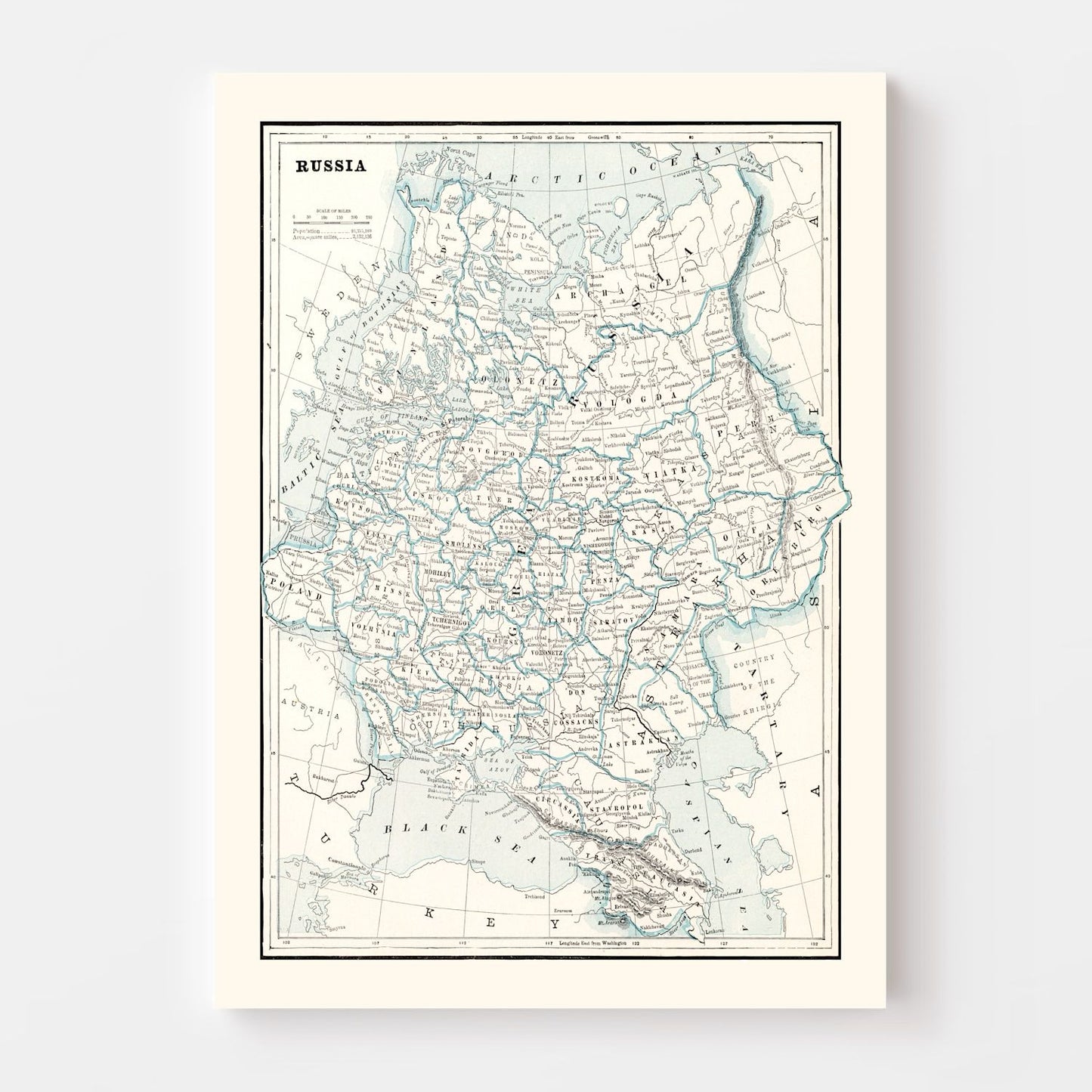 Vintage Map of Russia 1893