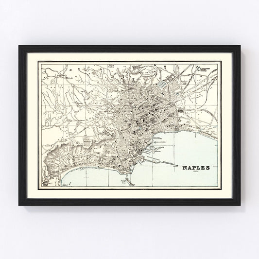 Vintage Map of Naples, Italy 1893