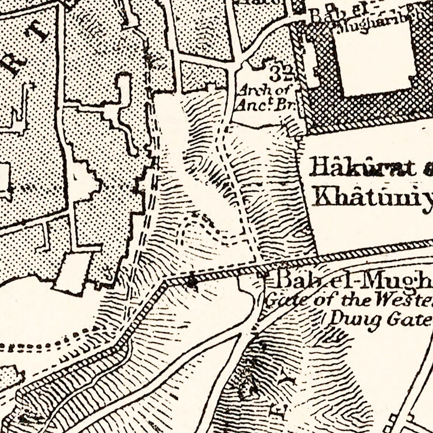 Vintage Map of Jerusalem, Israel 1893
