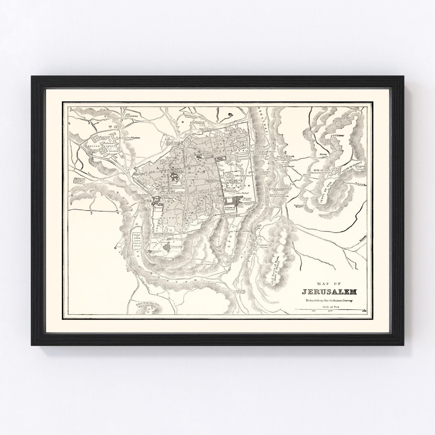 Vintage Map of Jerusalem, Israel 1893