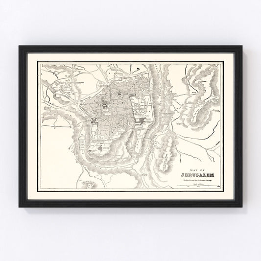 Vintage Map of Jerusalem, Israel 1893