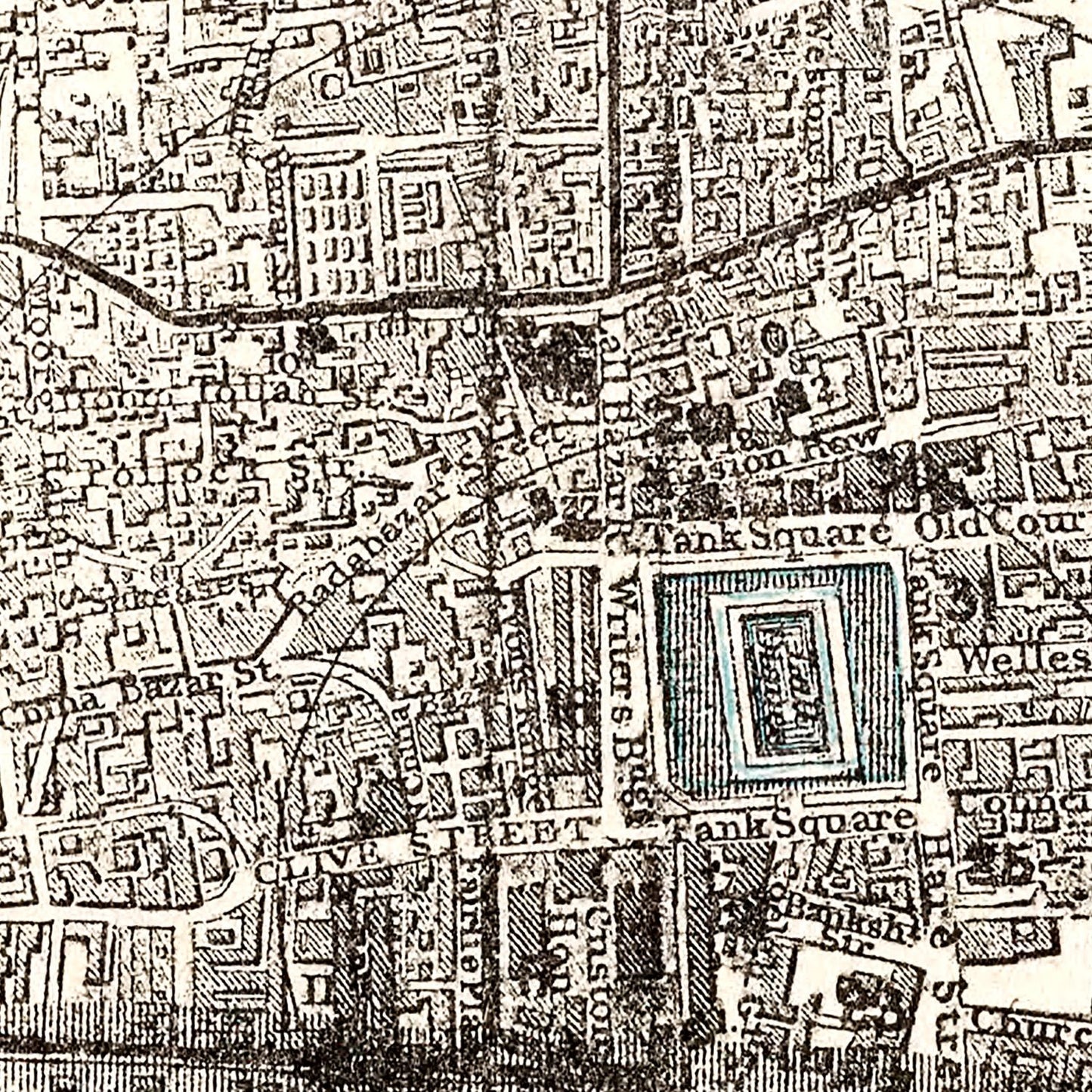 Vintage Map of Calcutta, India 1893