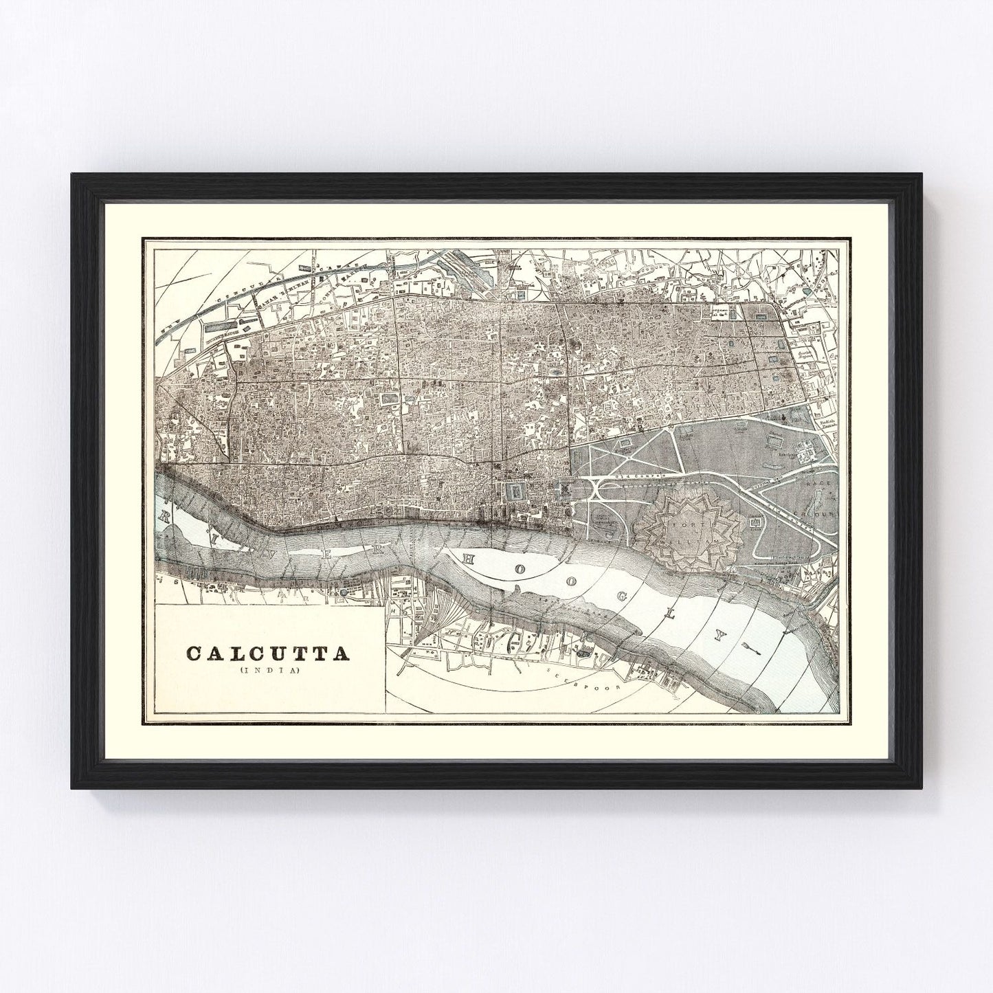 Vintage Map of Calcutta, India 1893