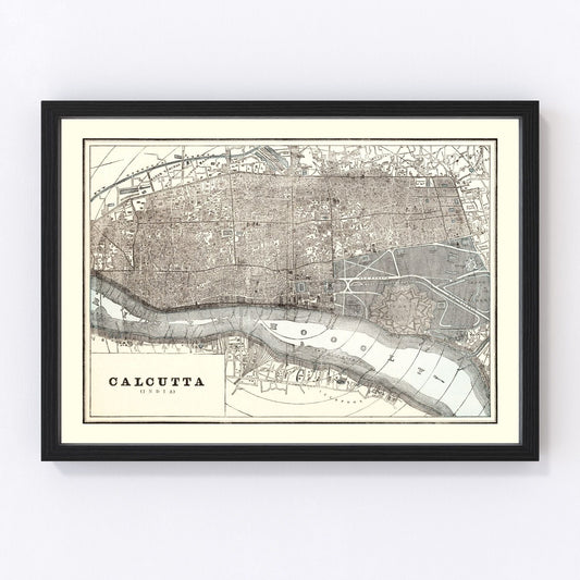 Vintage Map of Calcutta, India 1893