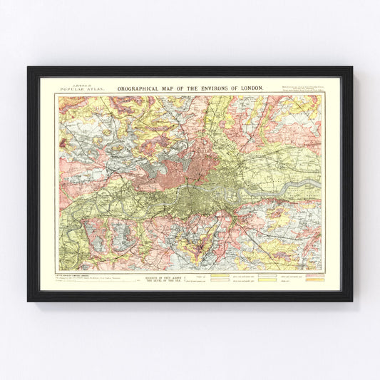 Vintage Map of London, England 1883