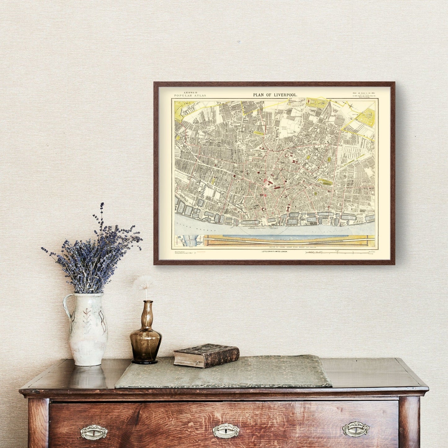 Vintage Map of Liverpool, England 1883
