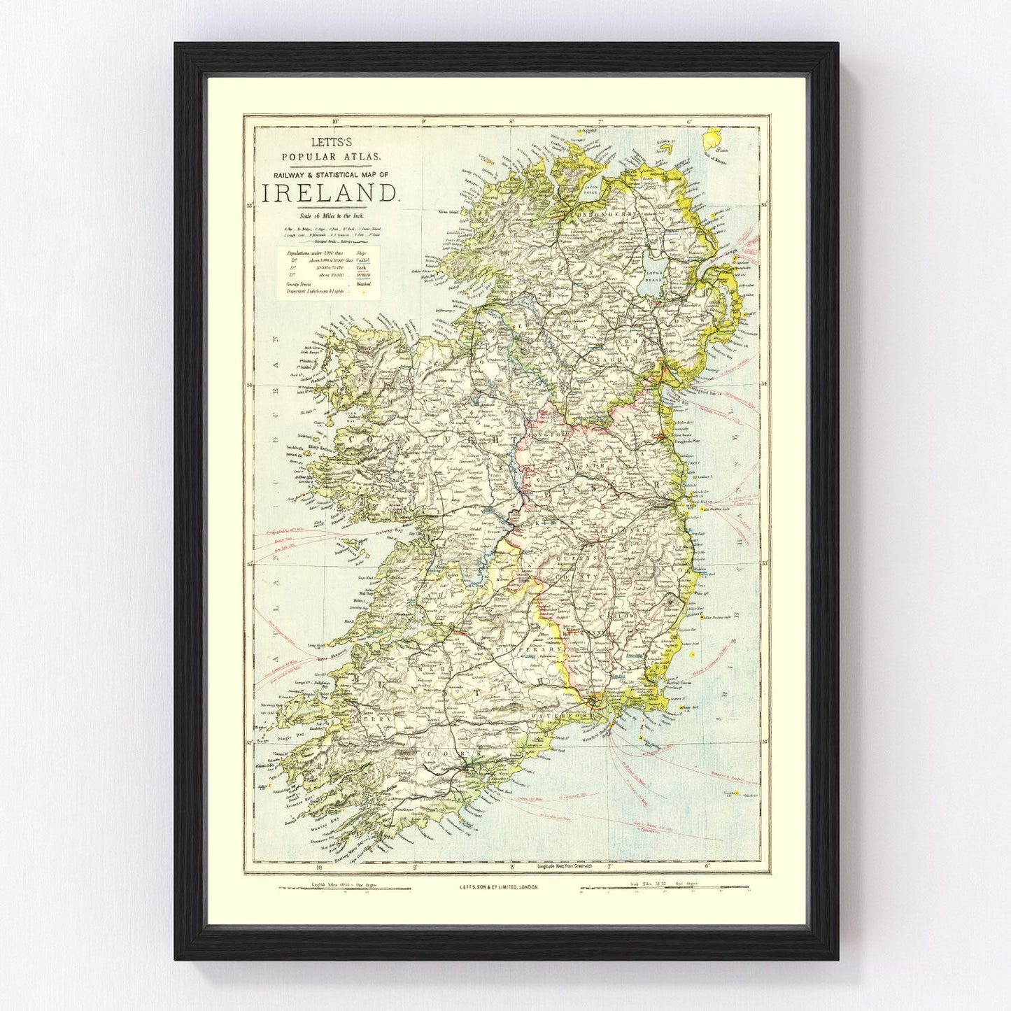 Vintage Map of Ireland 1883