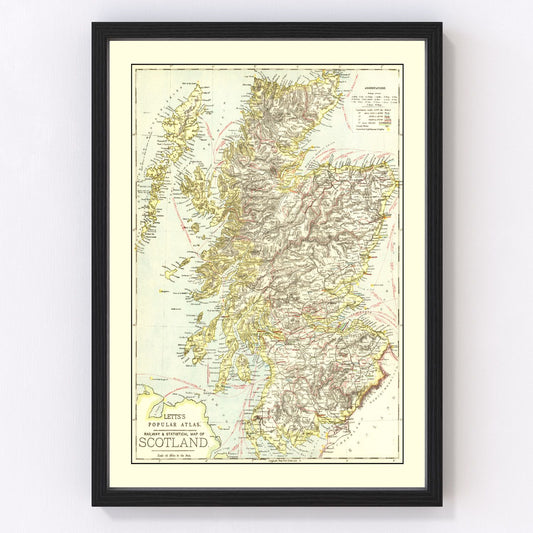 Vintage Map of Scotland 1883