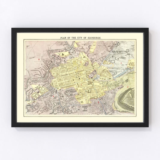 Vintage Map of Edinburgh, Scotland 1883