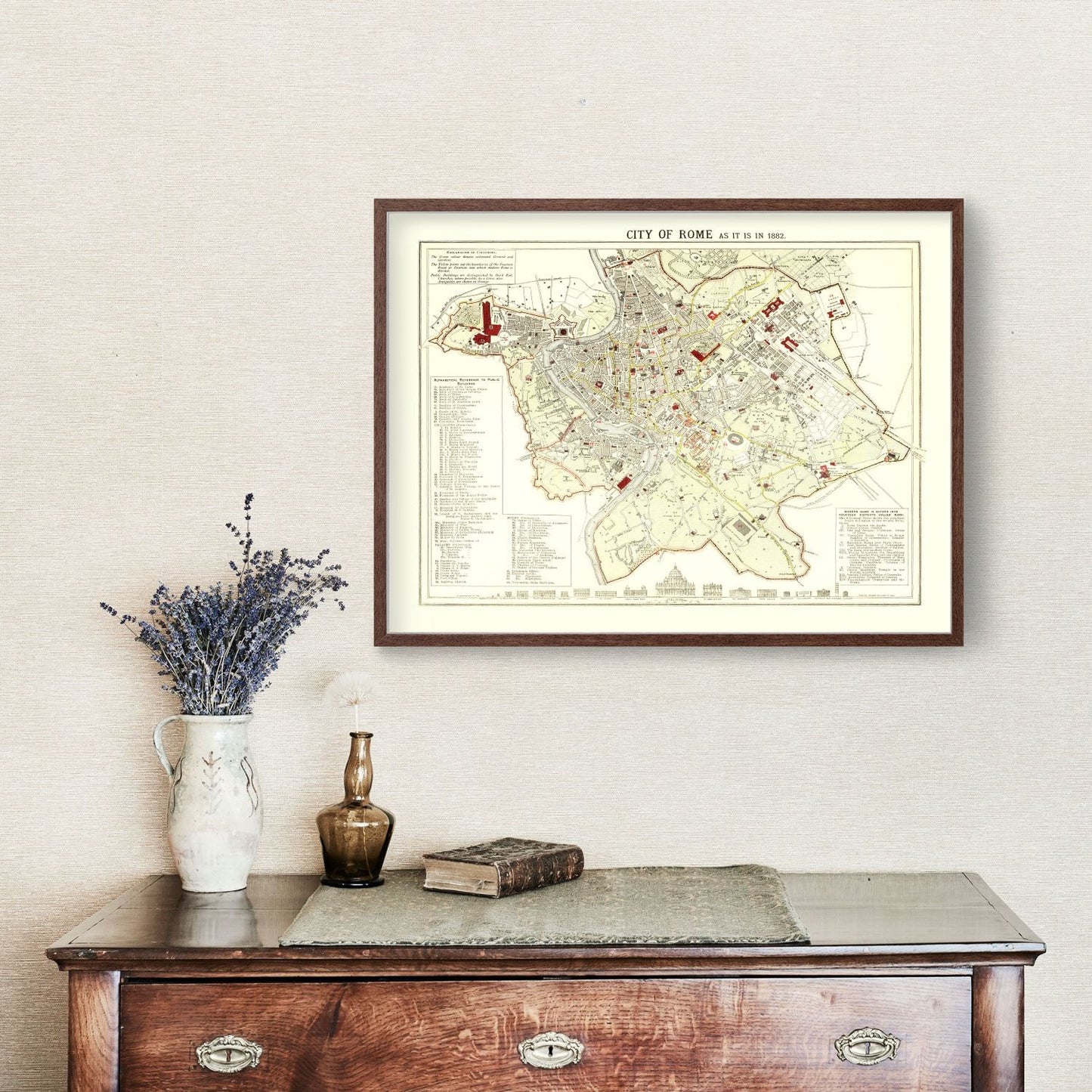 Vintage Map of Rome, Italy 1883