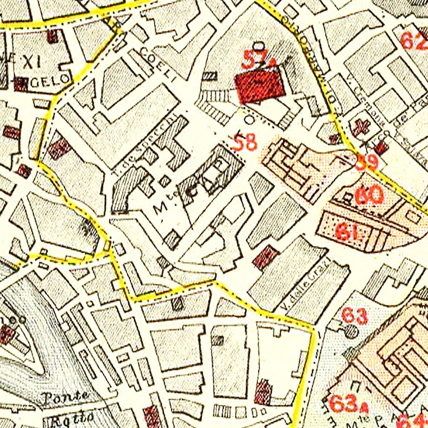 Vintage Map of Rome, Italy 1883