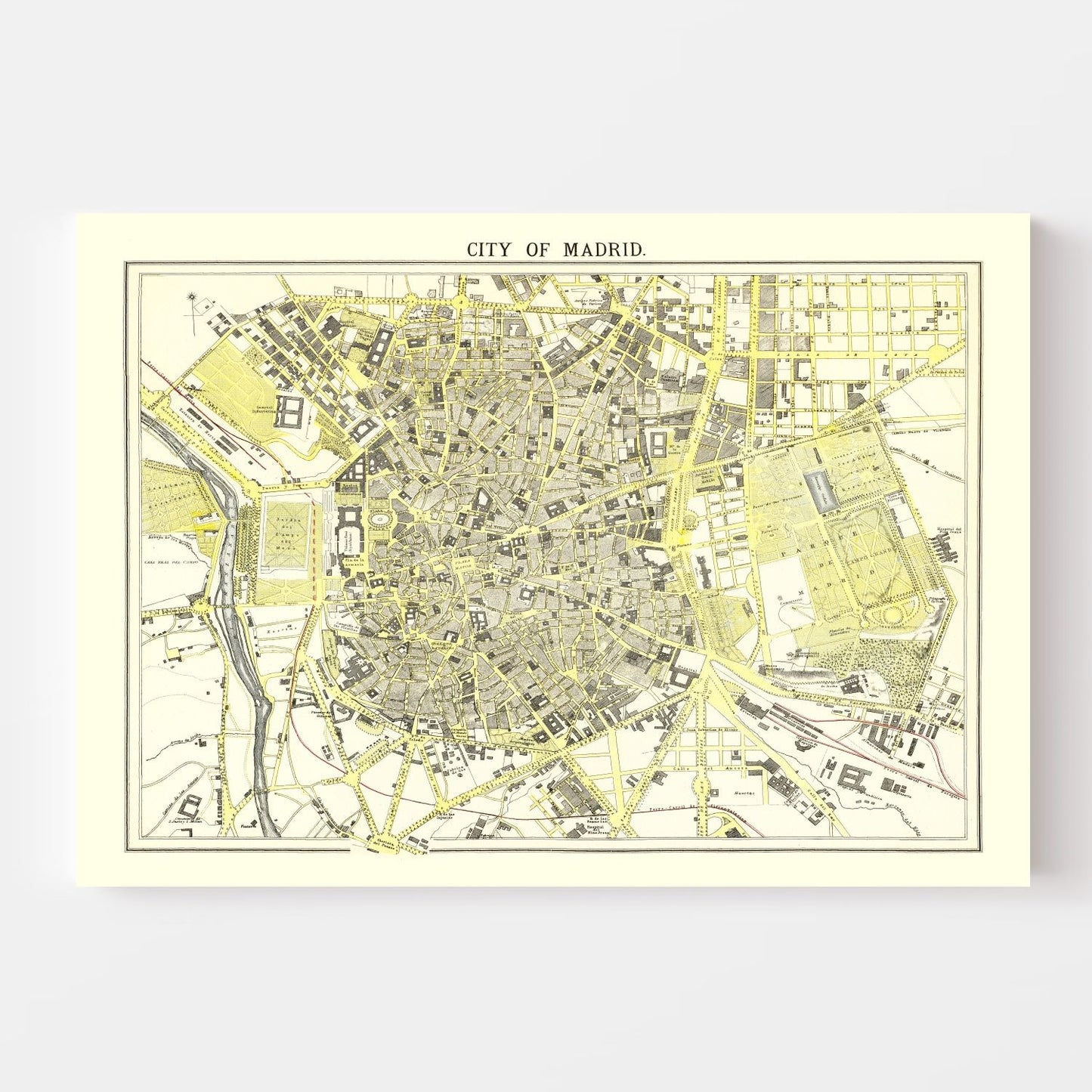 Vintage Map of Madrid, Spain 1883