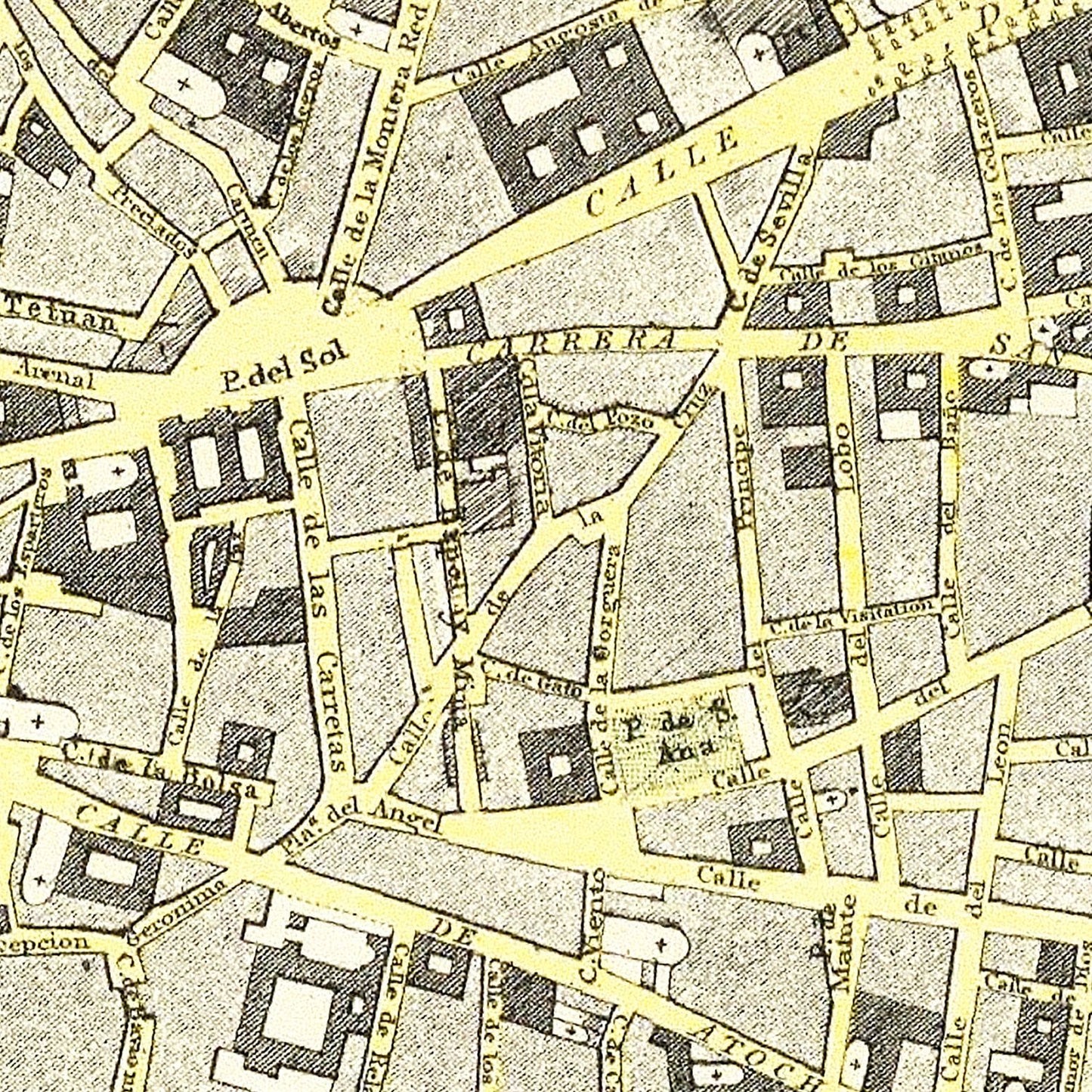 Vintage Map of Madrid, Spain 1883