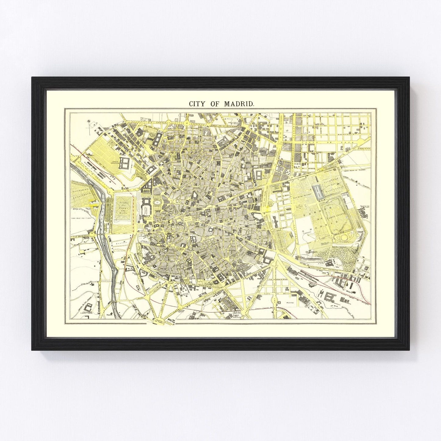 Vintage Map of Madrid, Spain 1883