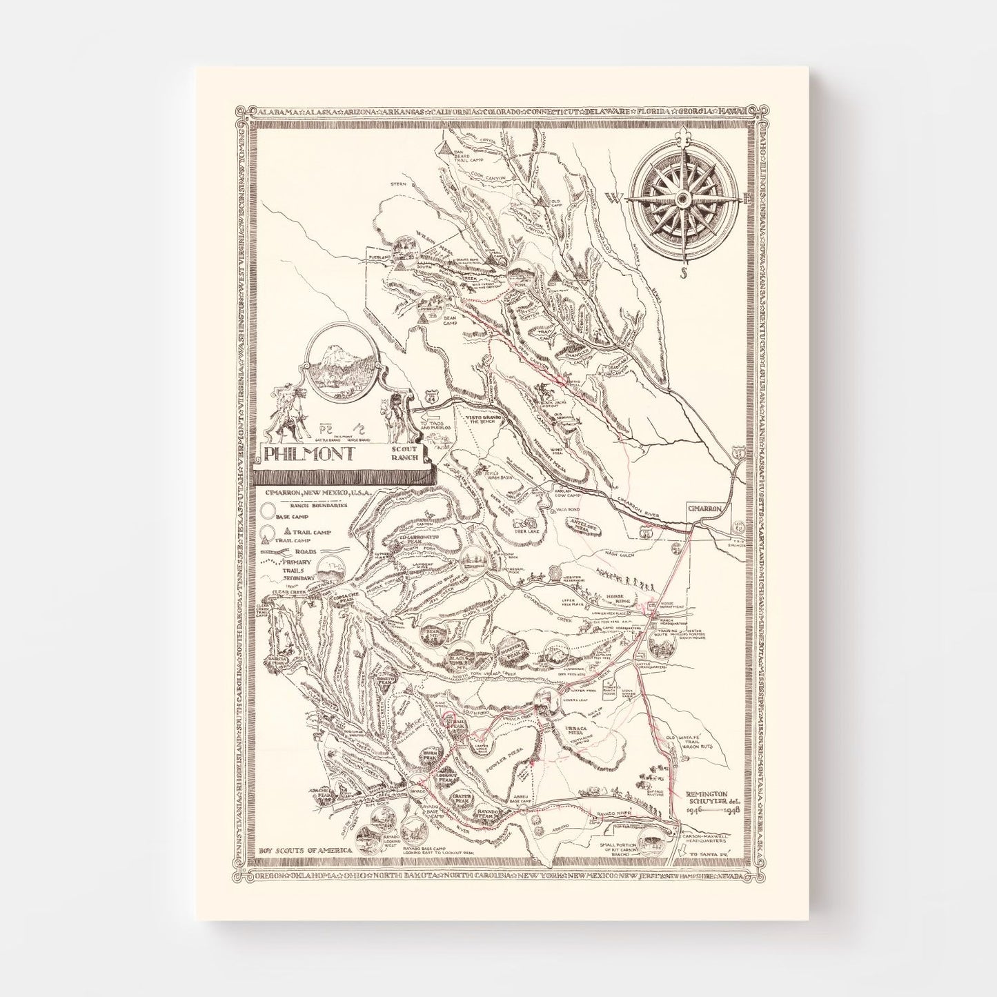 Vintage Map of Philmont Scout Ranch 1948
