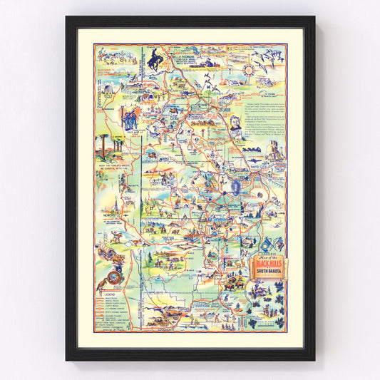 Vintage Black Hills Map, South Dakota 1940