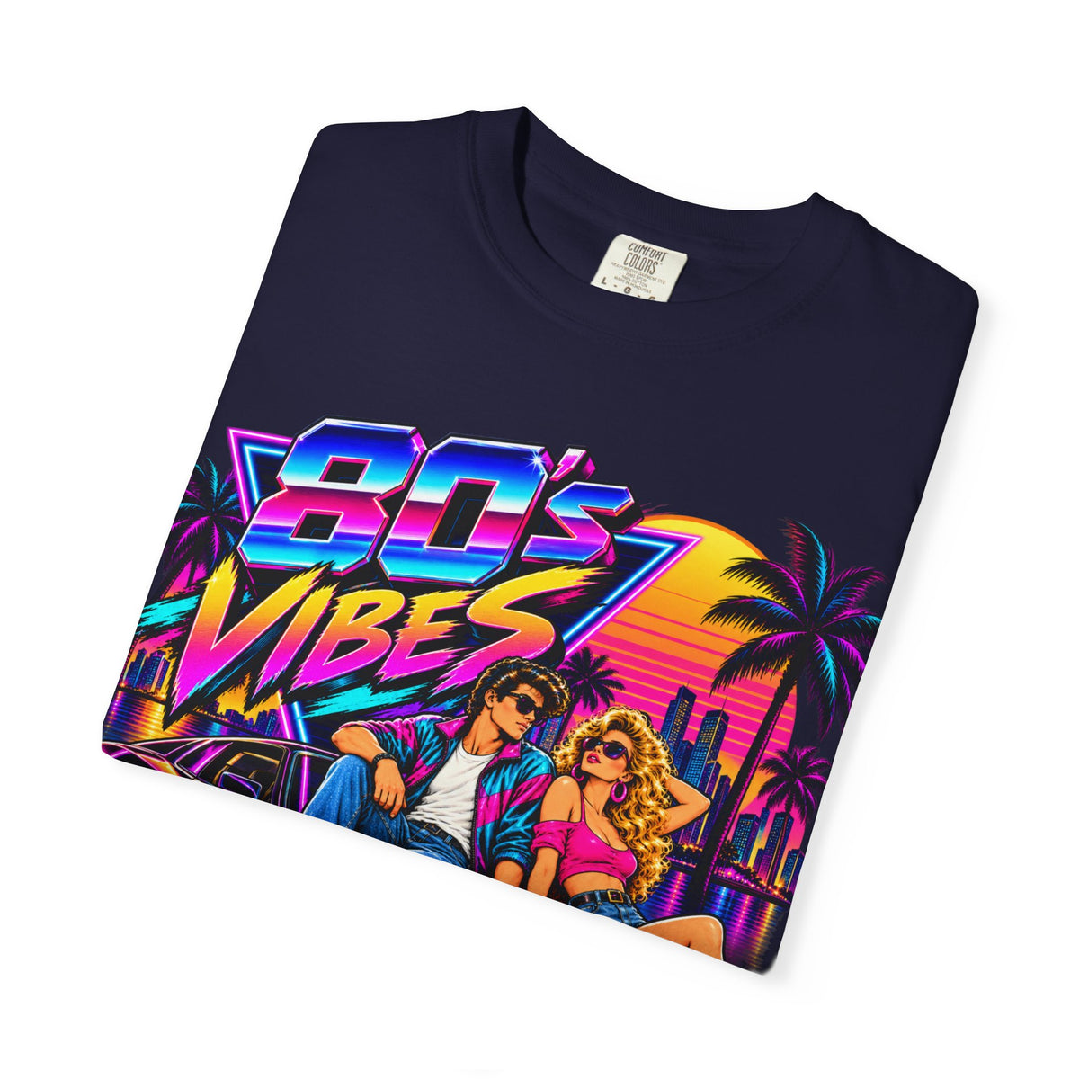 80s Vibes retro car scene T-shirt | neon palm sunset