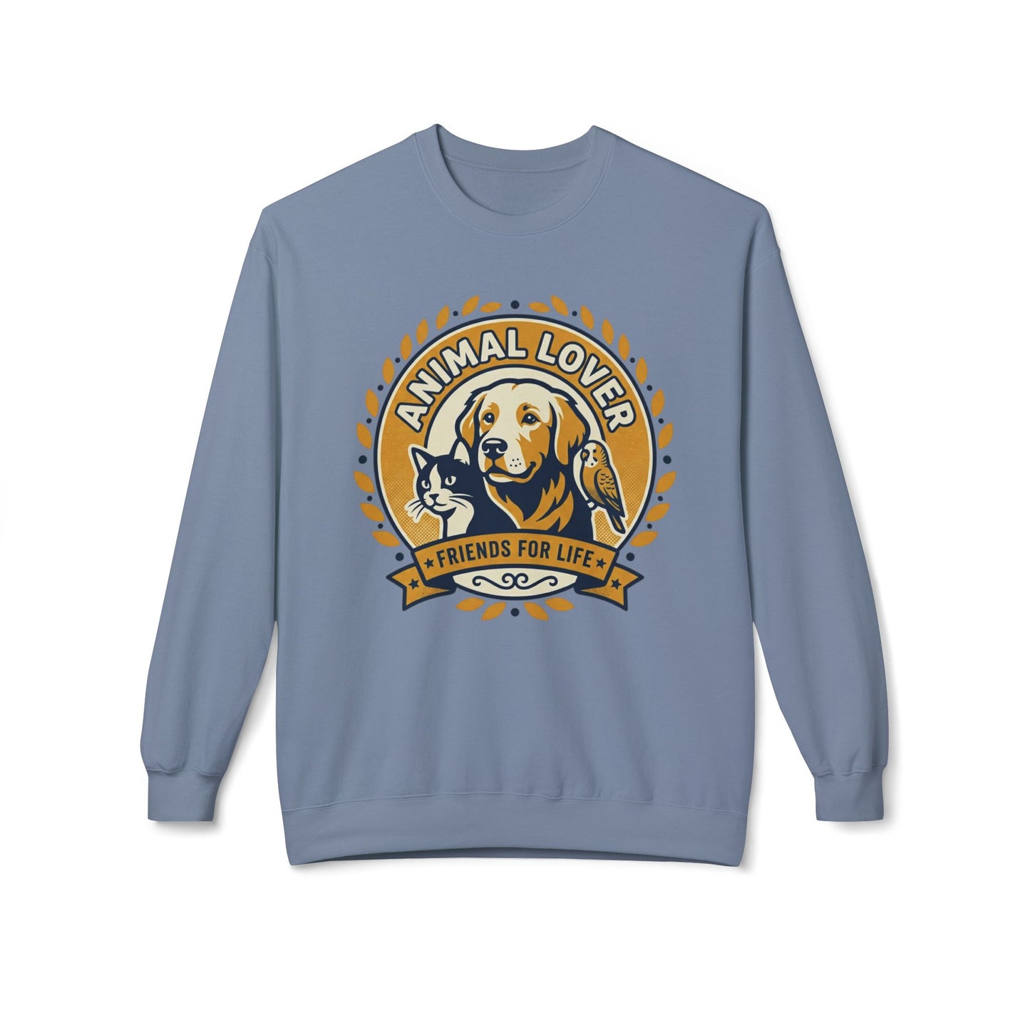Animal Lover Crewneck Sweatshirt — "Animal Lover • Friends for Life" Graphic