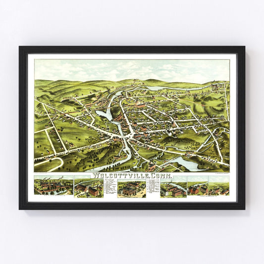 Vintage Map of Wolcottville, Connecticut 1875