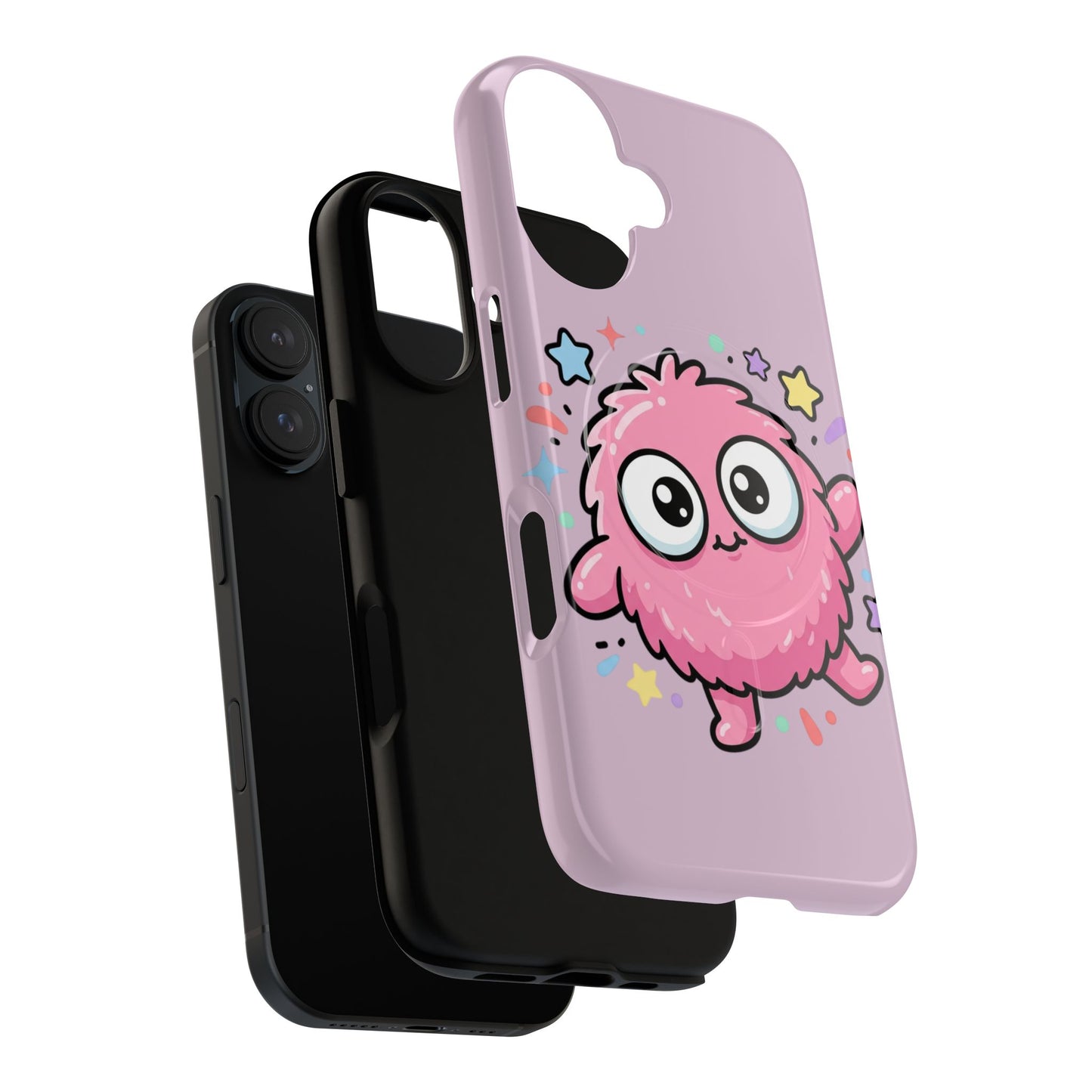 Cute Pink Fuzzy Monster Tough Magnetic Phone Case — Cute Kawaii Protective iPhone Cover