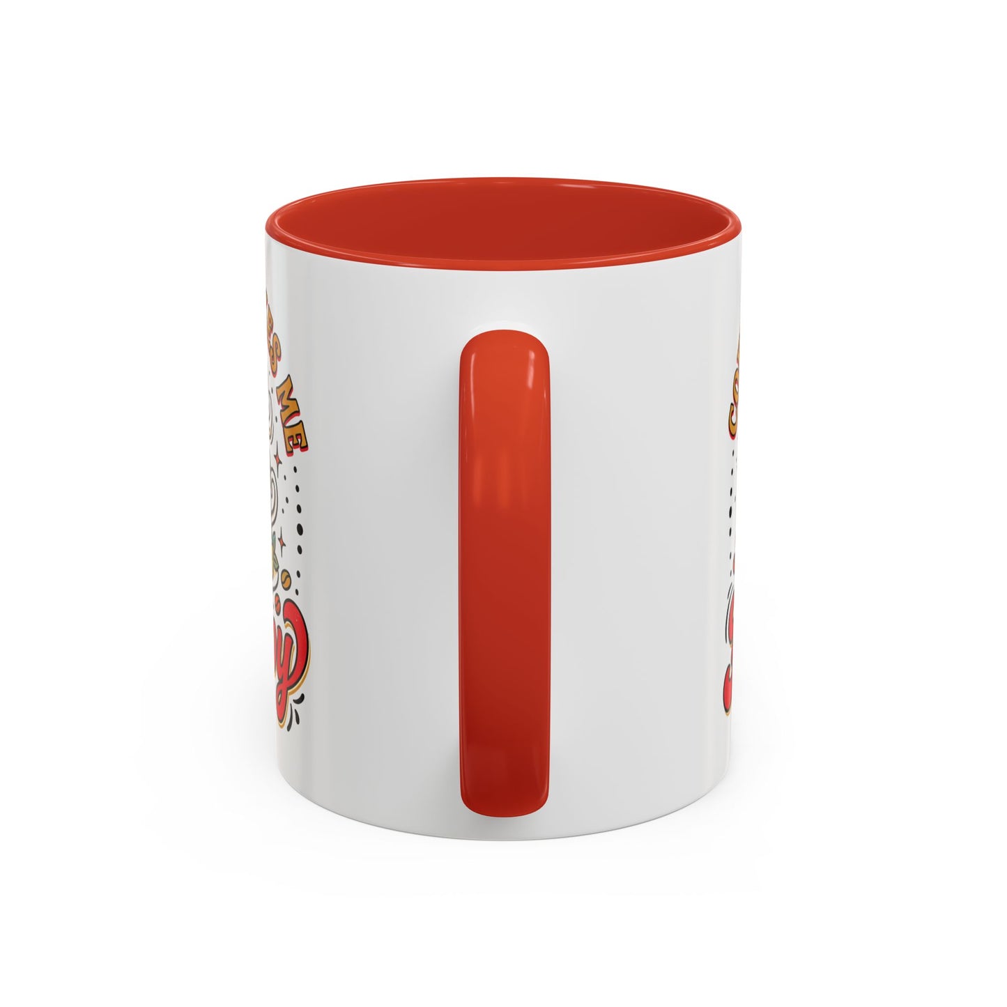 Coffee Mug — "Coffee Makes Me Happy" Cute Retro Accent Mug (11/15oz)