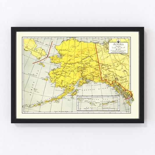 Vintage Map of Alaska 1943