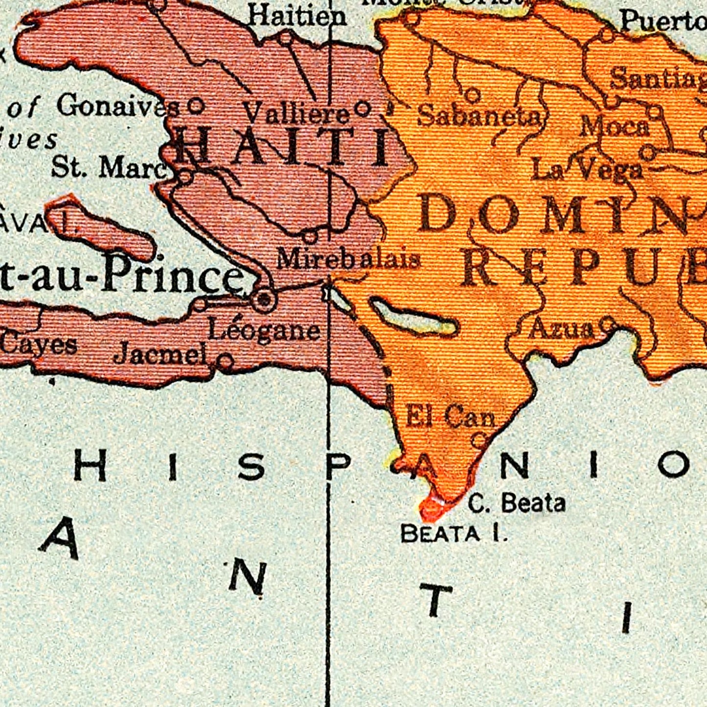 Vintage Map of Caribbean Sea 1943