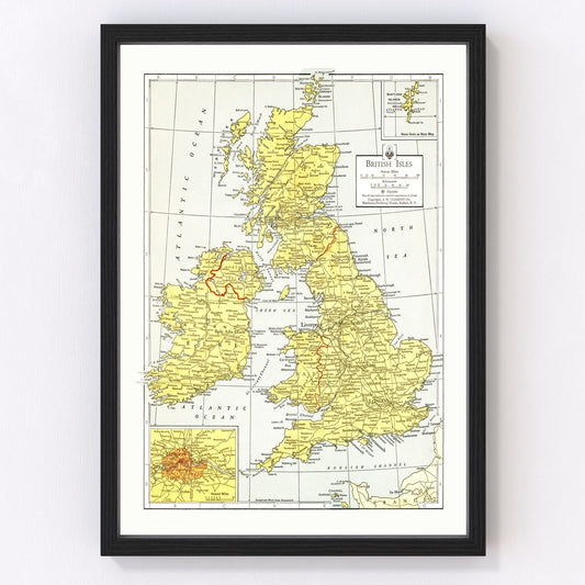 Vintage Map of British Isles 1943