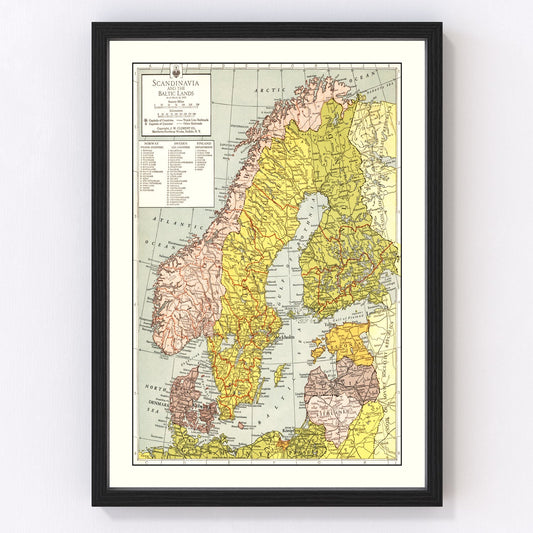 Vintage Map of Scandinavia 1943