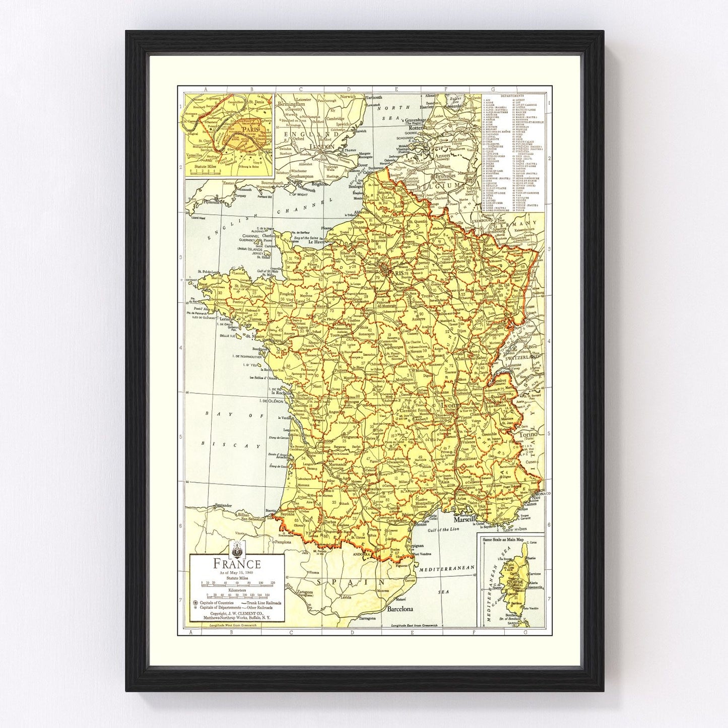 Vintage Map of France 1943