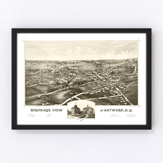 Vintage Map of Antwerp, New York 1888