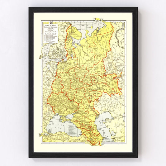 Vintage Map of Soviet Union 1943