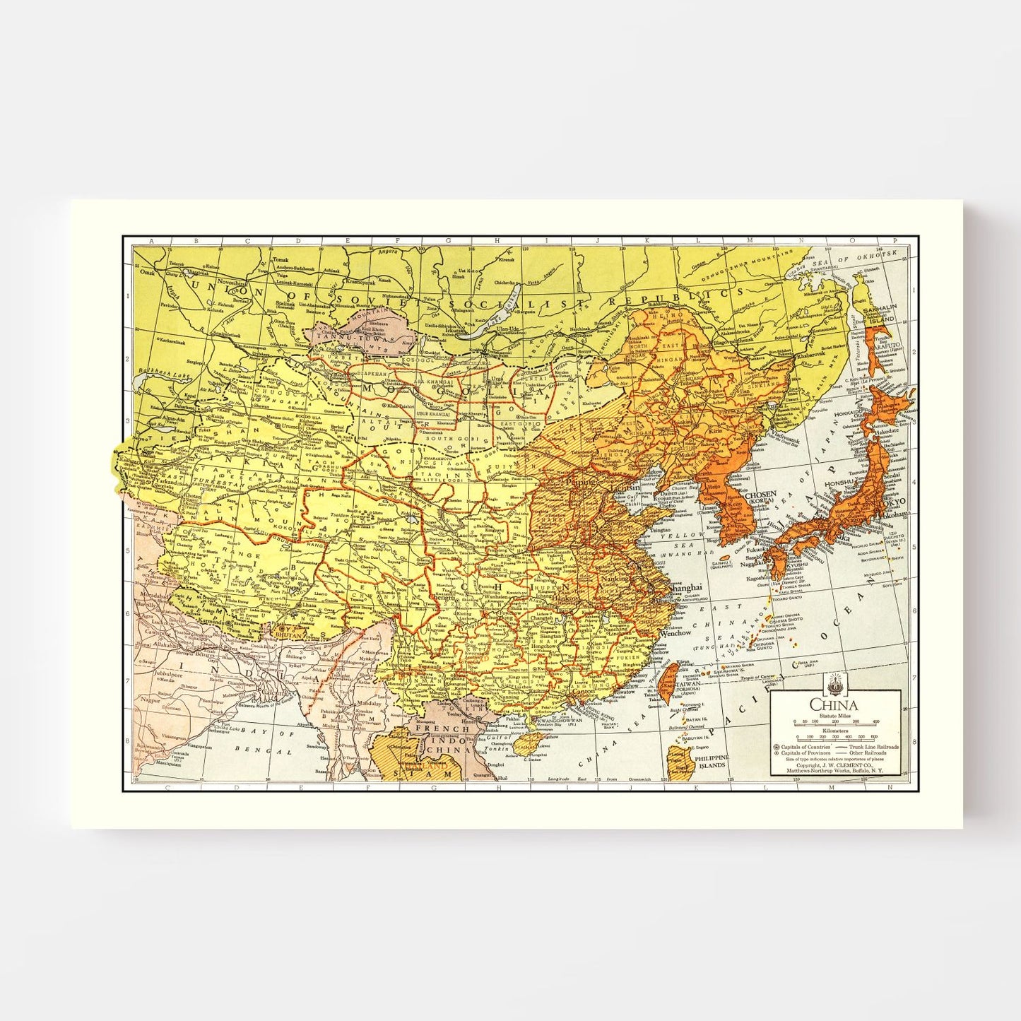 Vintage Map of China 1943
