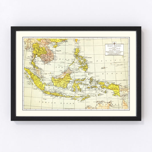 Vintage Map of East Indies 1943