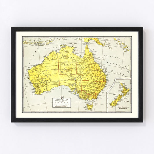 Vintage Map of Australia 1943