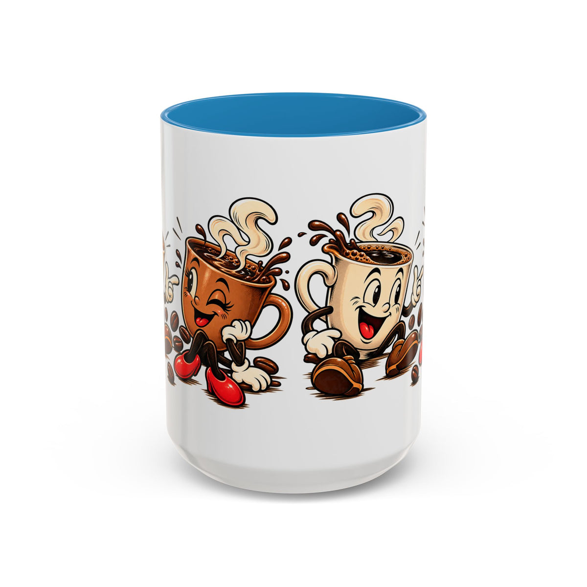 Coffee Cartoon Mug — Cute Dancing Coffee Cups Accent Mug